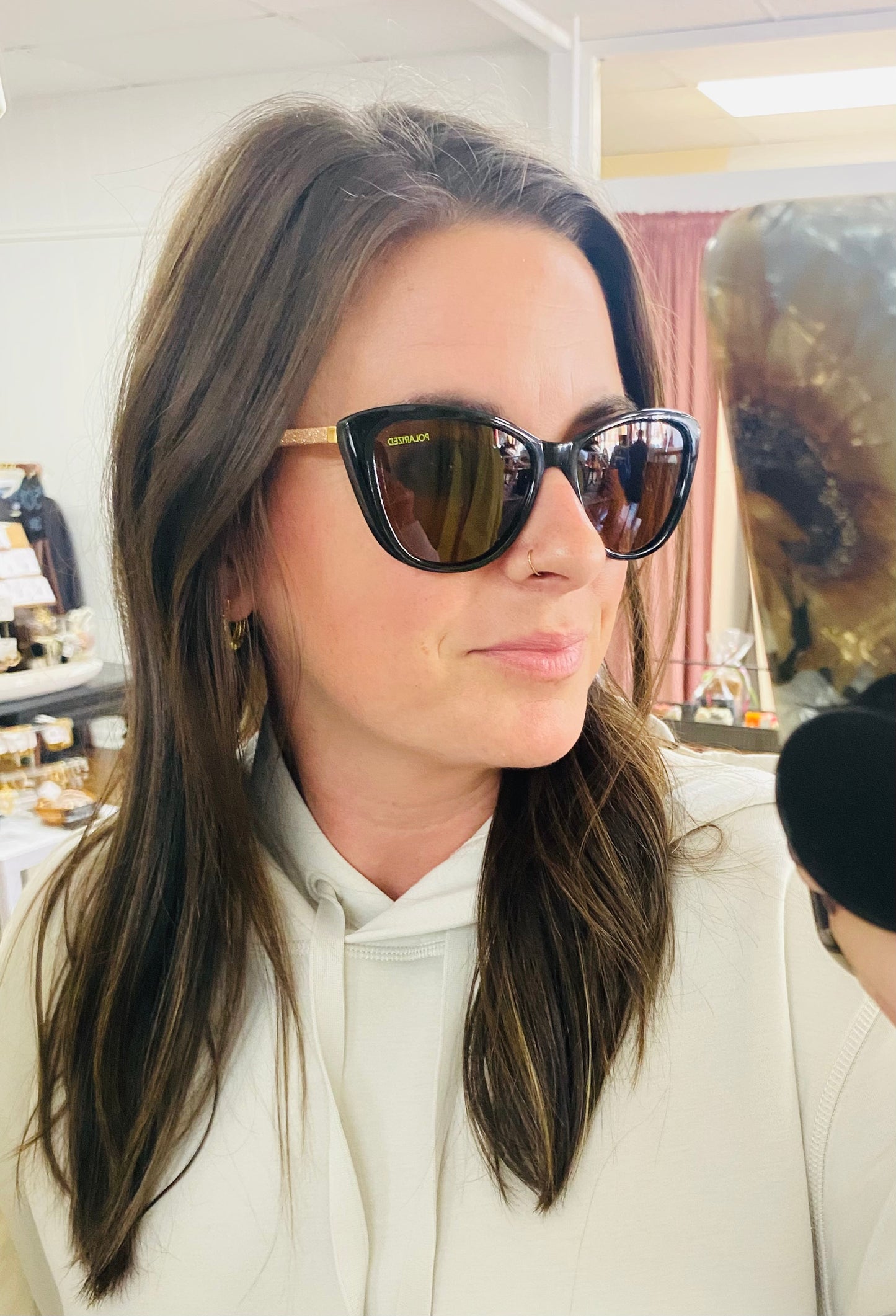 The Elyse • Black and Rose Gold Sunglasses • Mary Square
