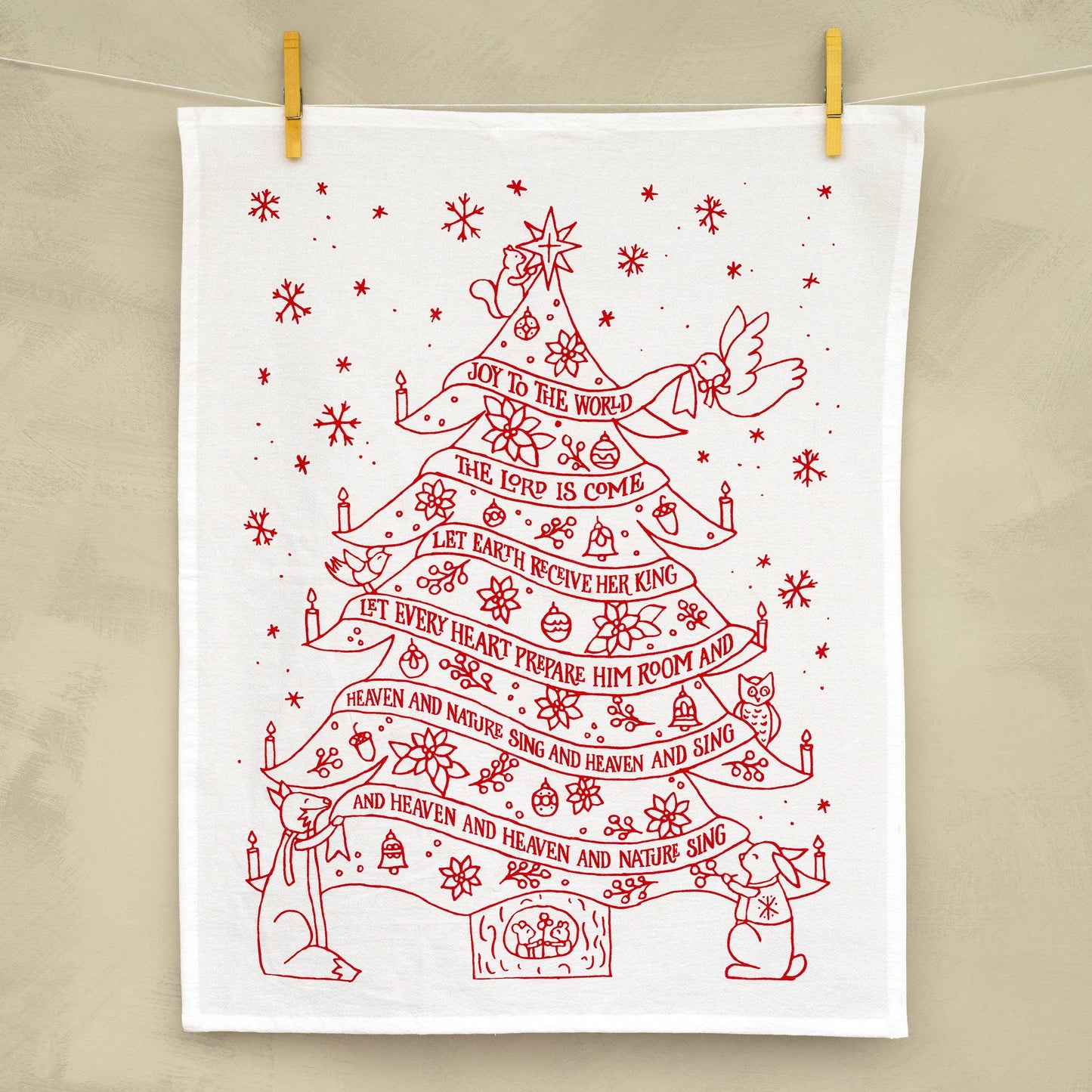 Joy to the World Christmas Tea Towel