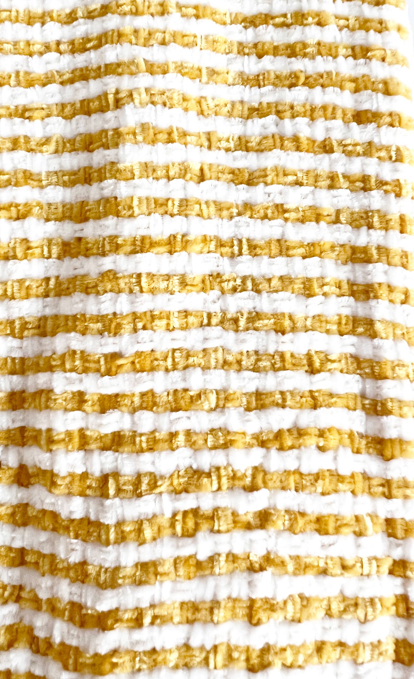 Mustard Chenille Woven Striped Throw Blanket