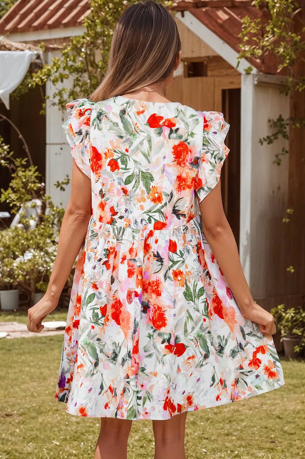 Floral High Waist Dress