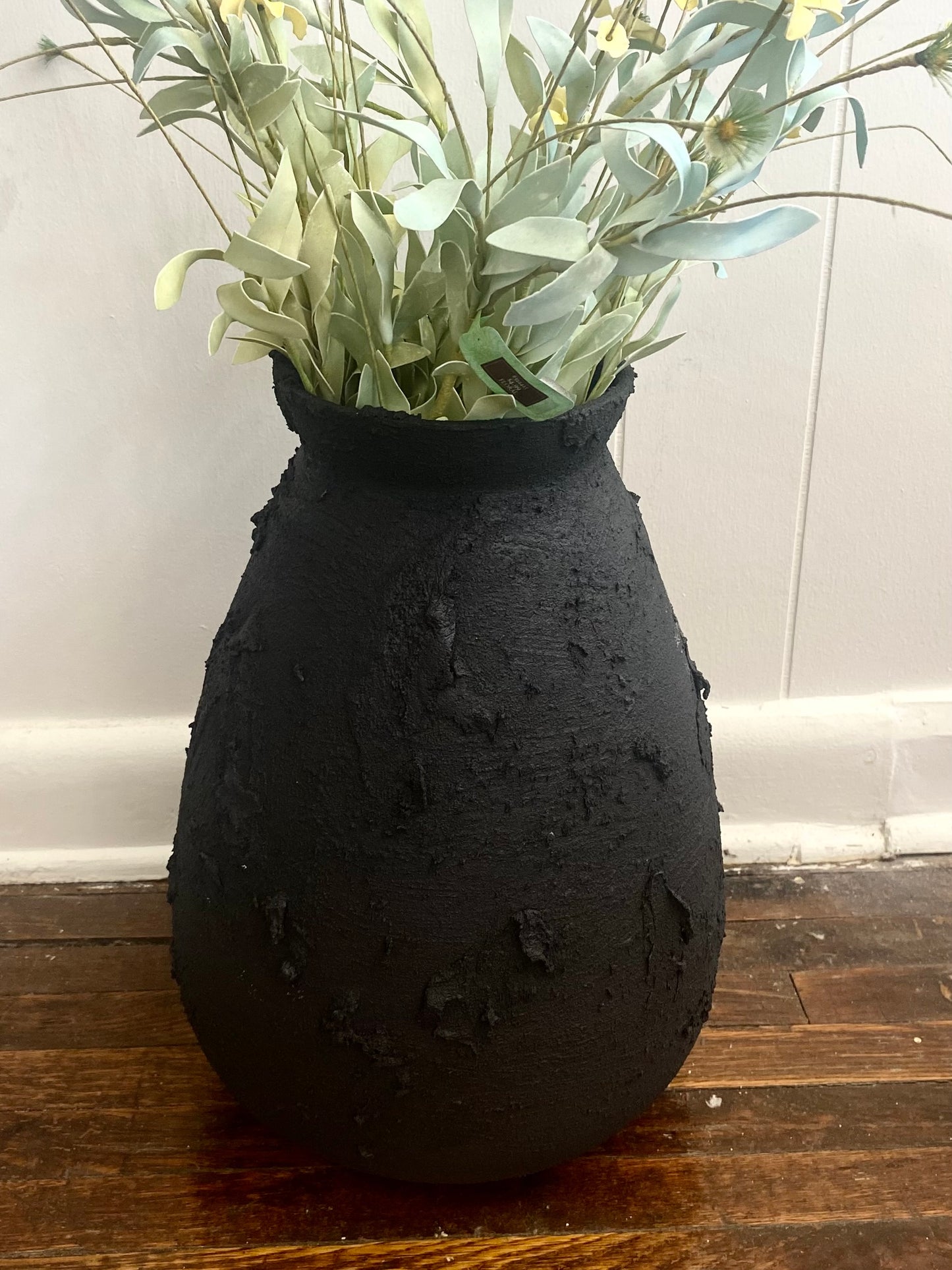 Hand Painted Black Vase