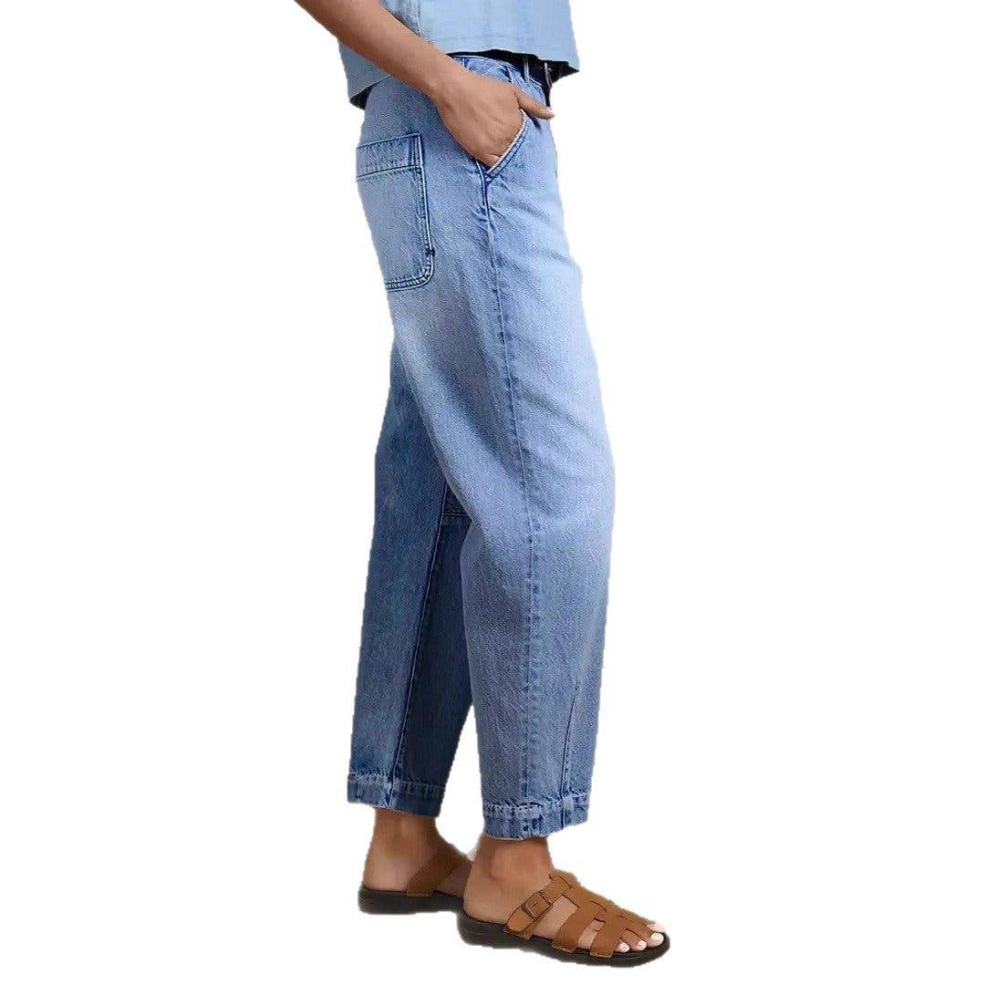 PREORDER - High-Waisted Wide Leg Cropped Jeans – Light Blue