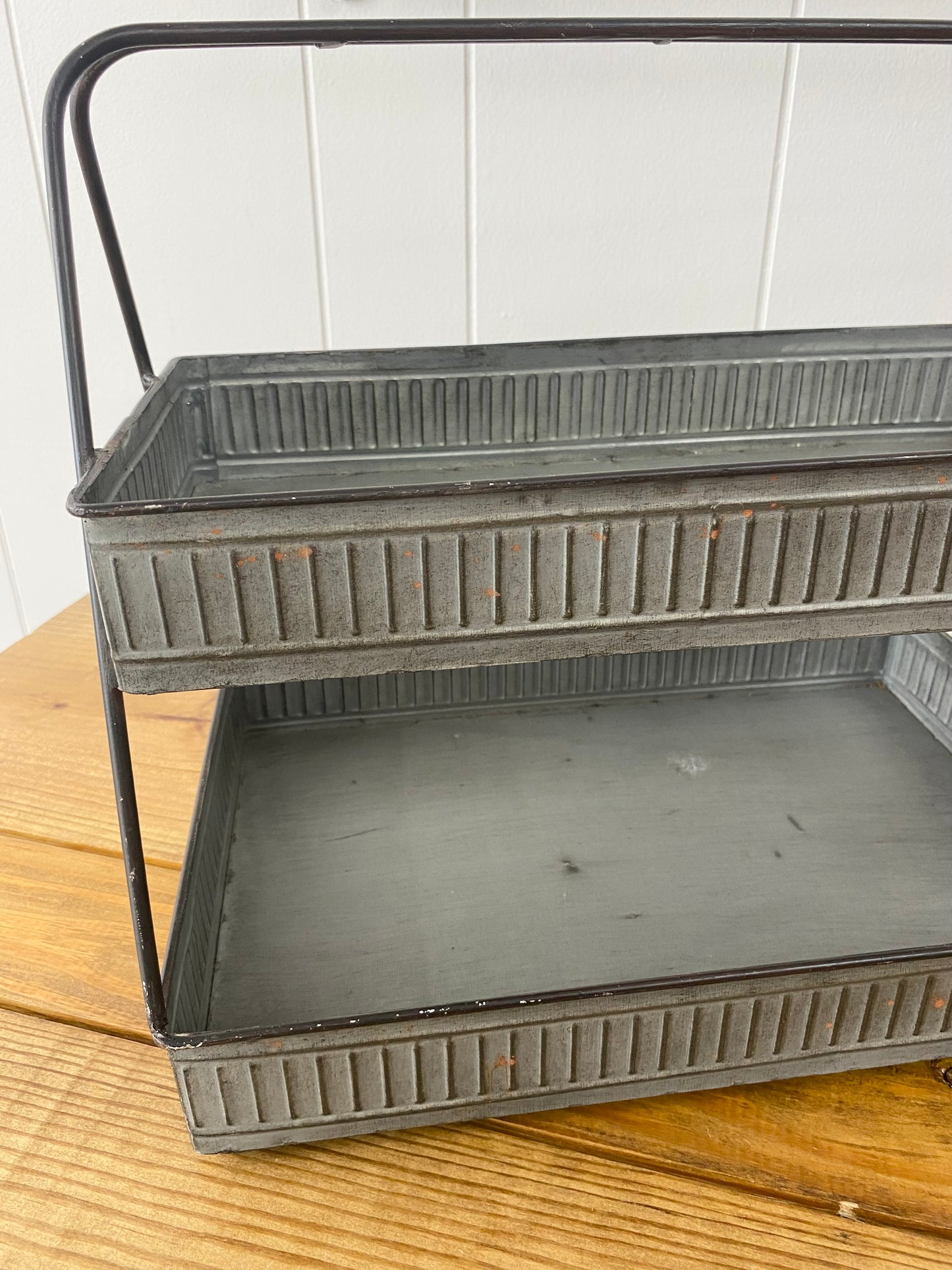 Galvanized Metal Two Tier Tray