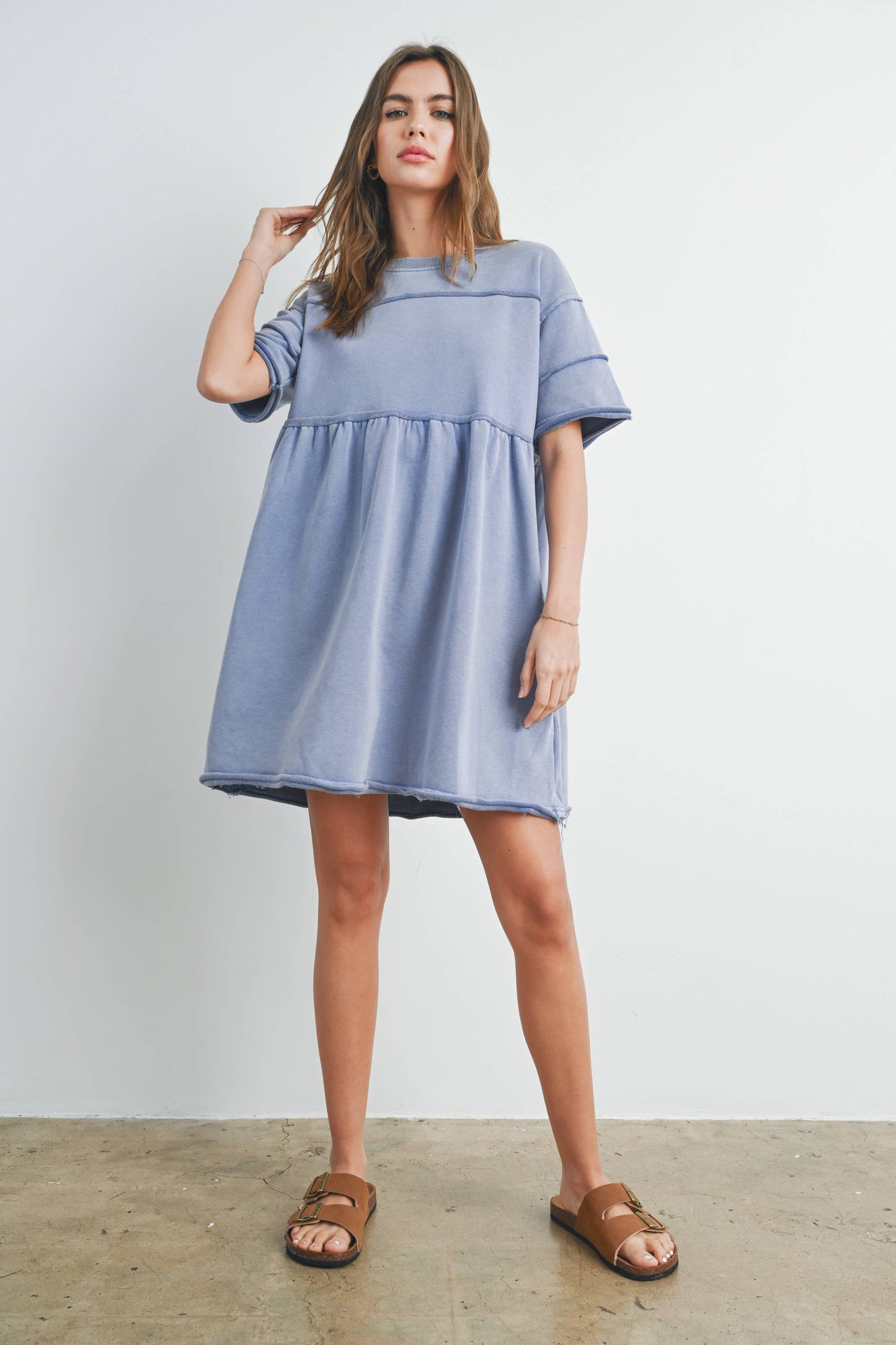 Washed French Terry Short Sleeve Dress