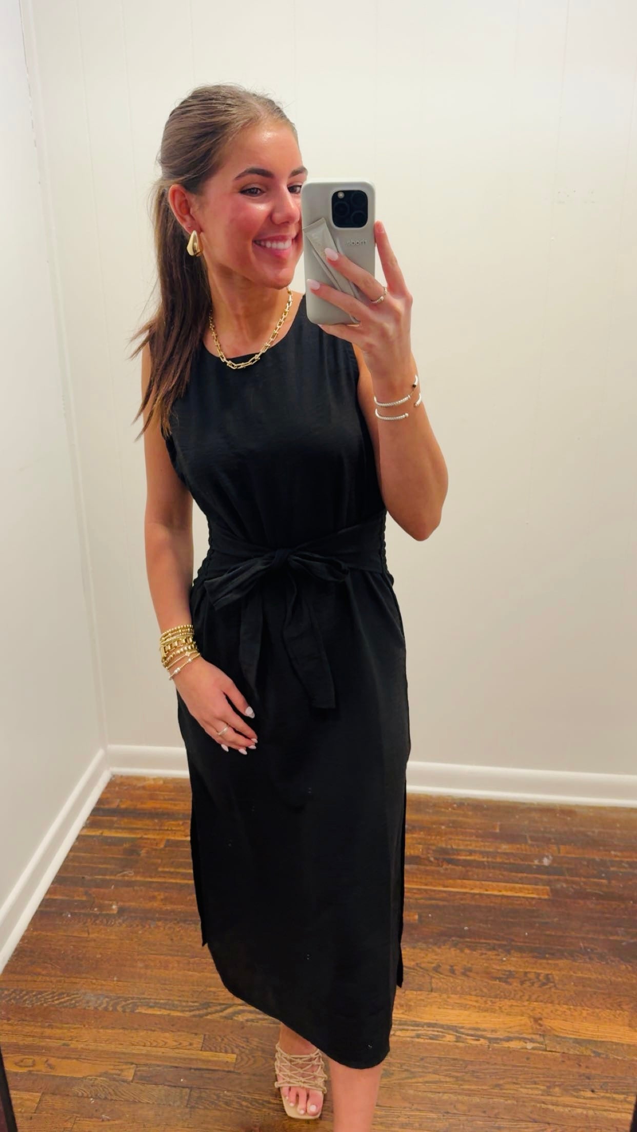 Sleeveless Linen Woven Midi Dress