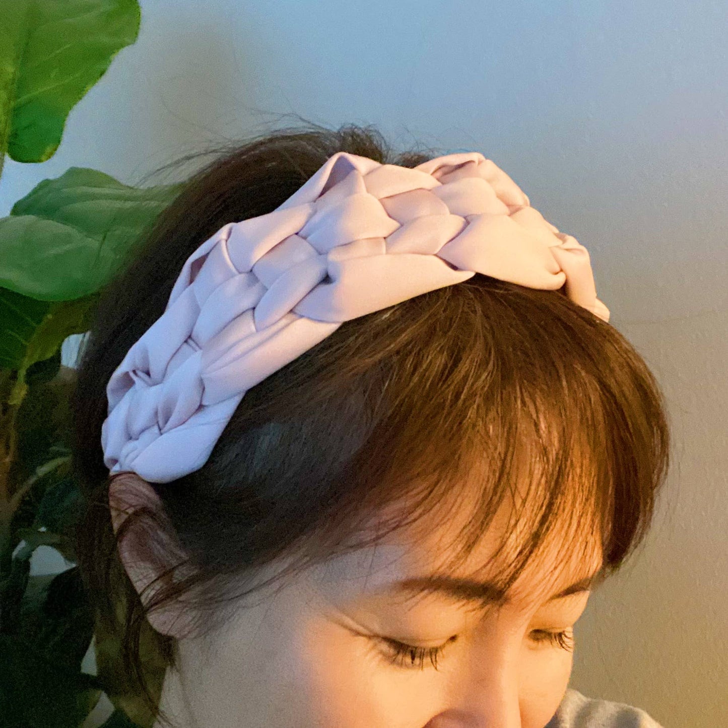 Silky Woven Headband: Light Pink