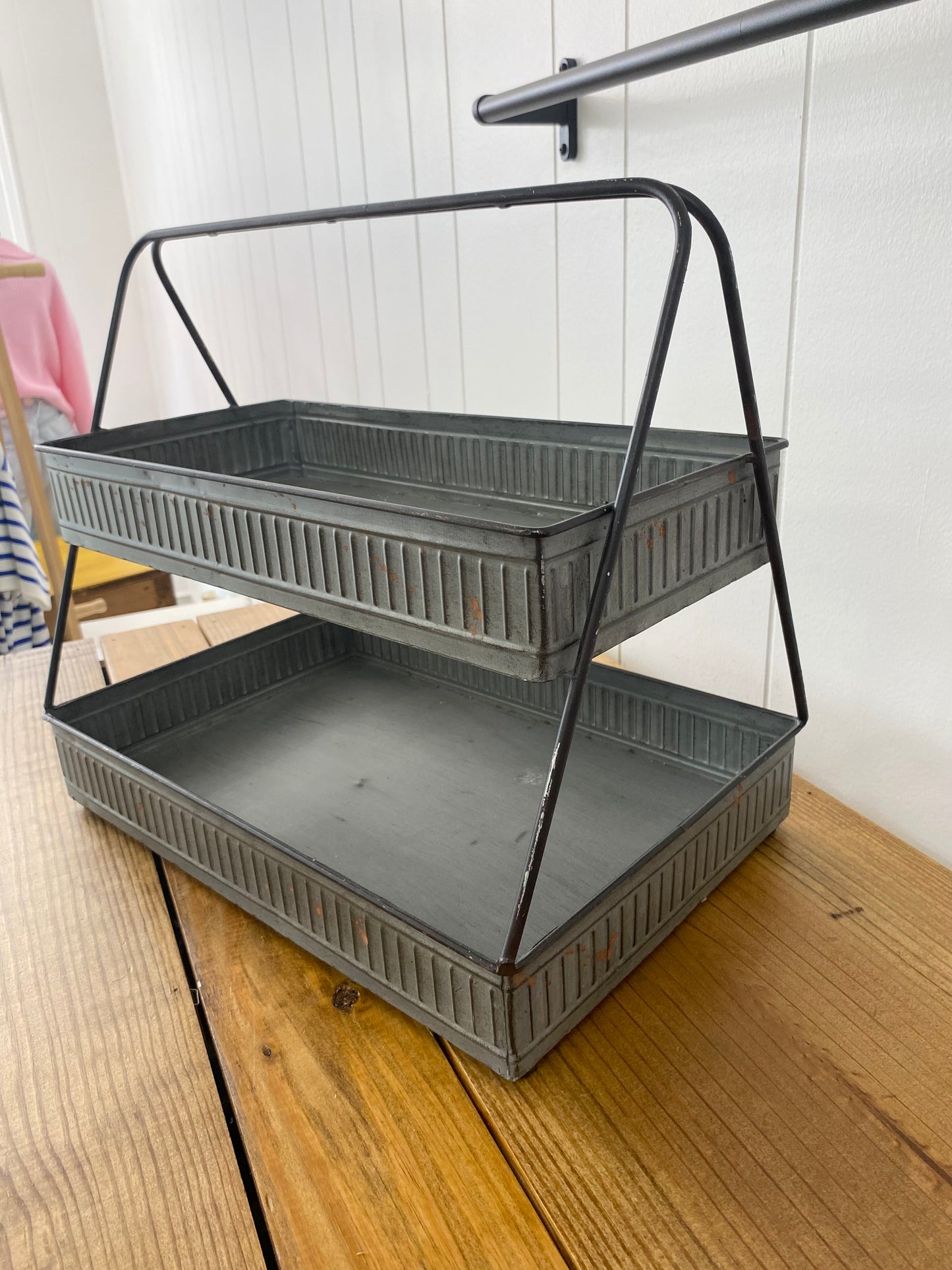 Galvanized Metal Two Tier Tray
