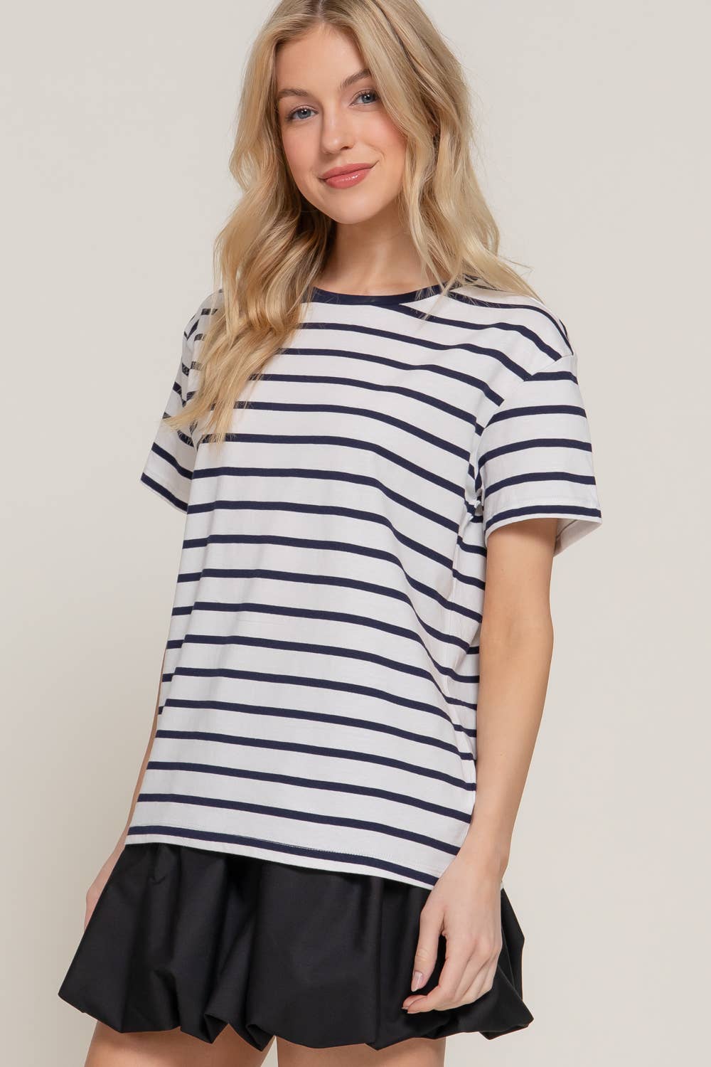 Black and White Short Sleeve Crew Neck Tee