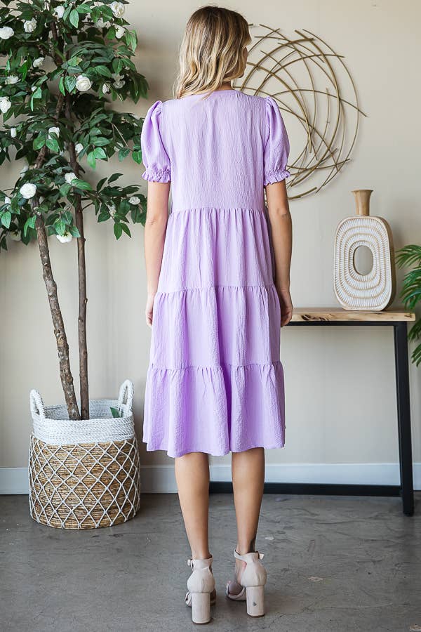 Tiered Babydoll Dress: Lavender