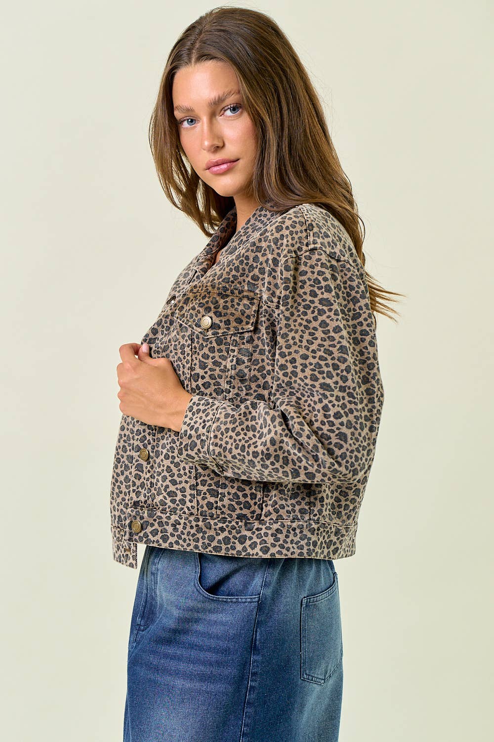 Leopard Print Denim Jacket