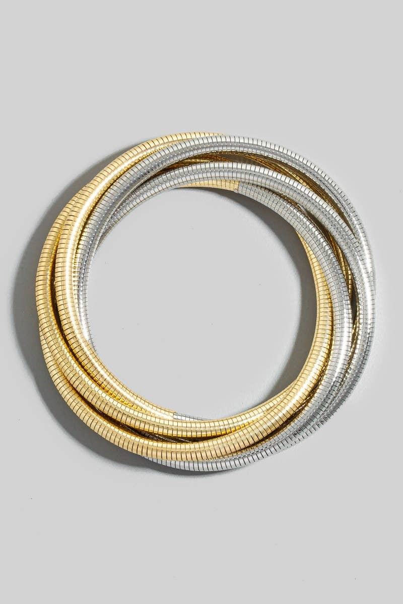 Knotted Elastic Metallic Coil Bracelet Set- Mixed