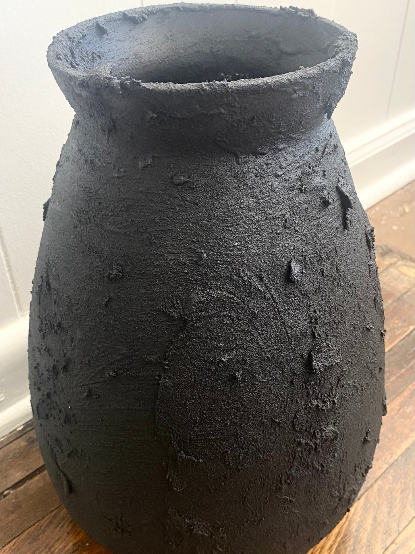 Hand Painted Black Vase