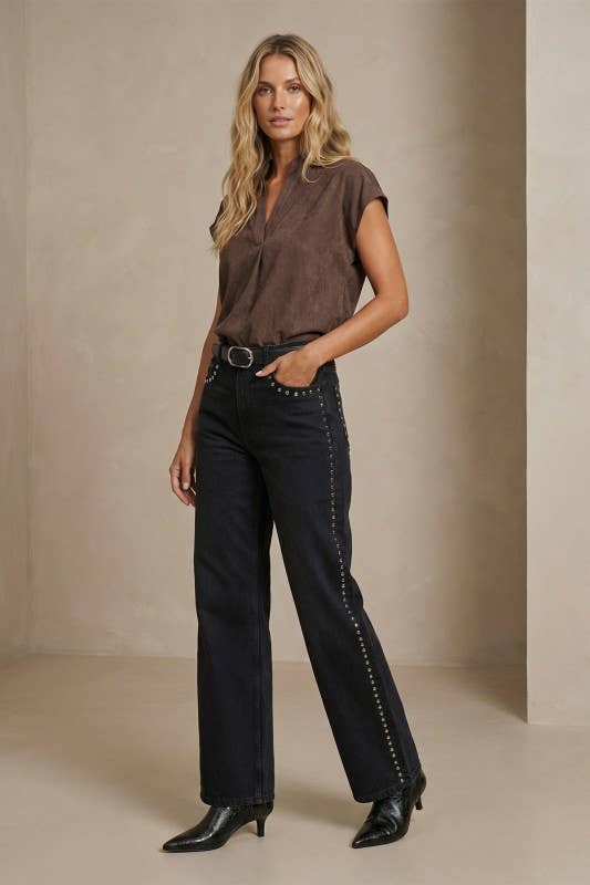 Soft Matte Drop Shoulder Blouse: Chocolate
