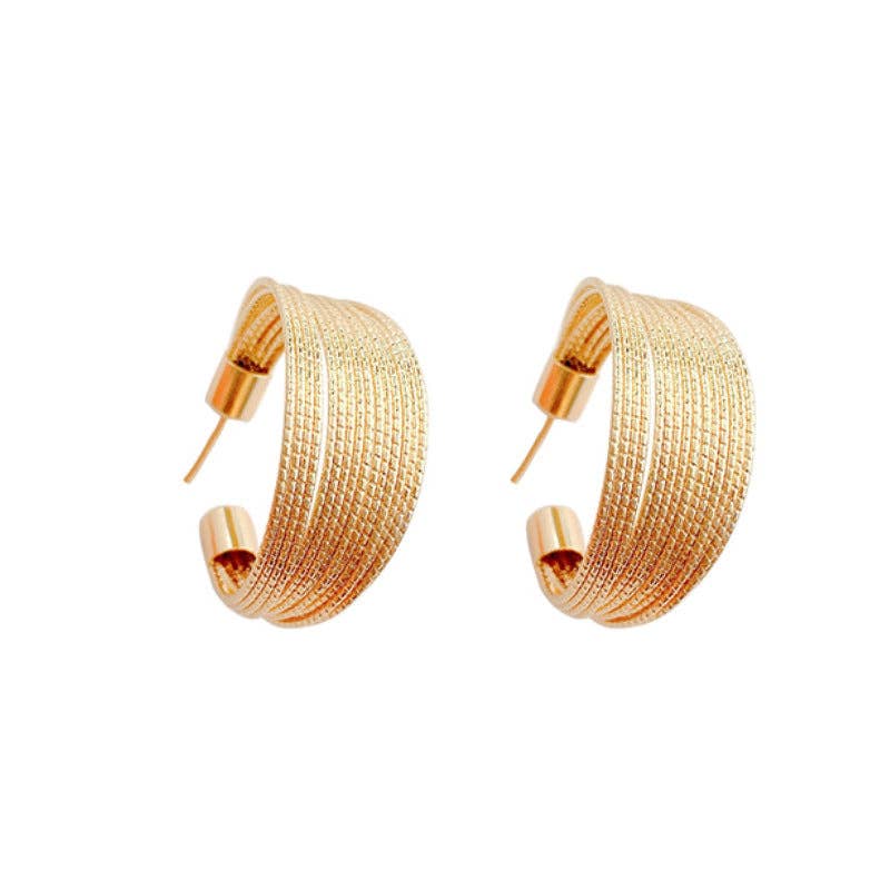 Chunky Textured Gold Hoop Earrings: Gold