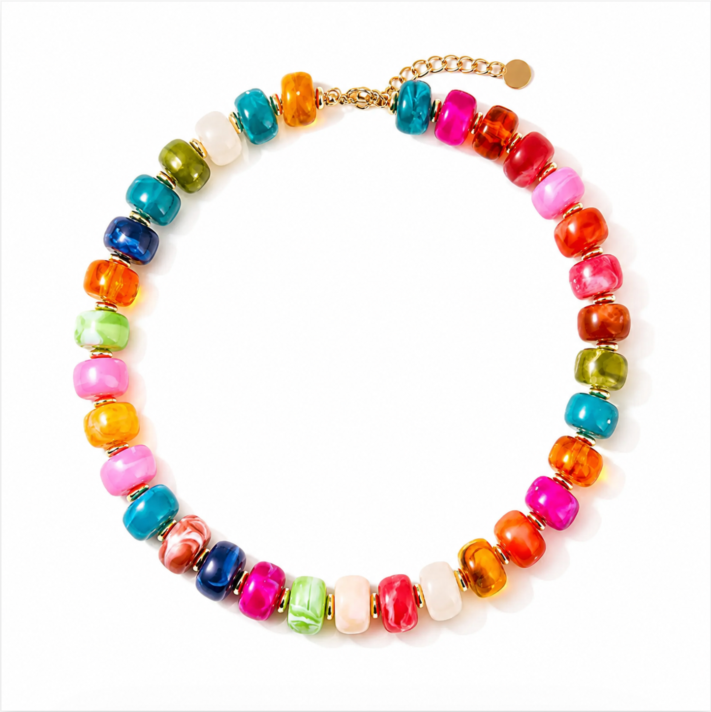 Colorful Round Chunky Beaded Statement Necklace