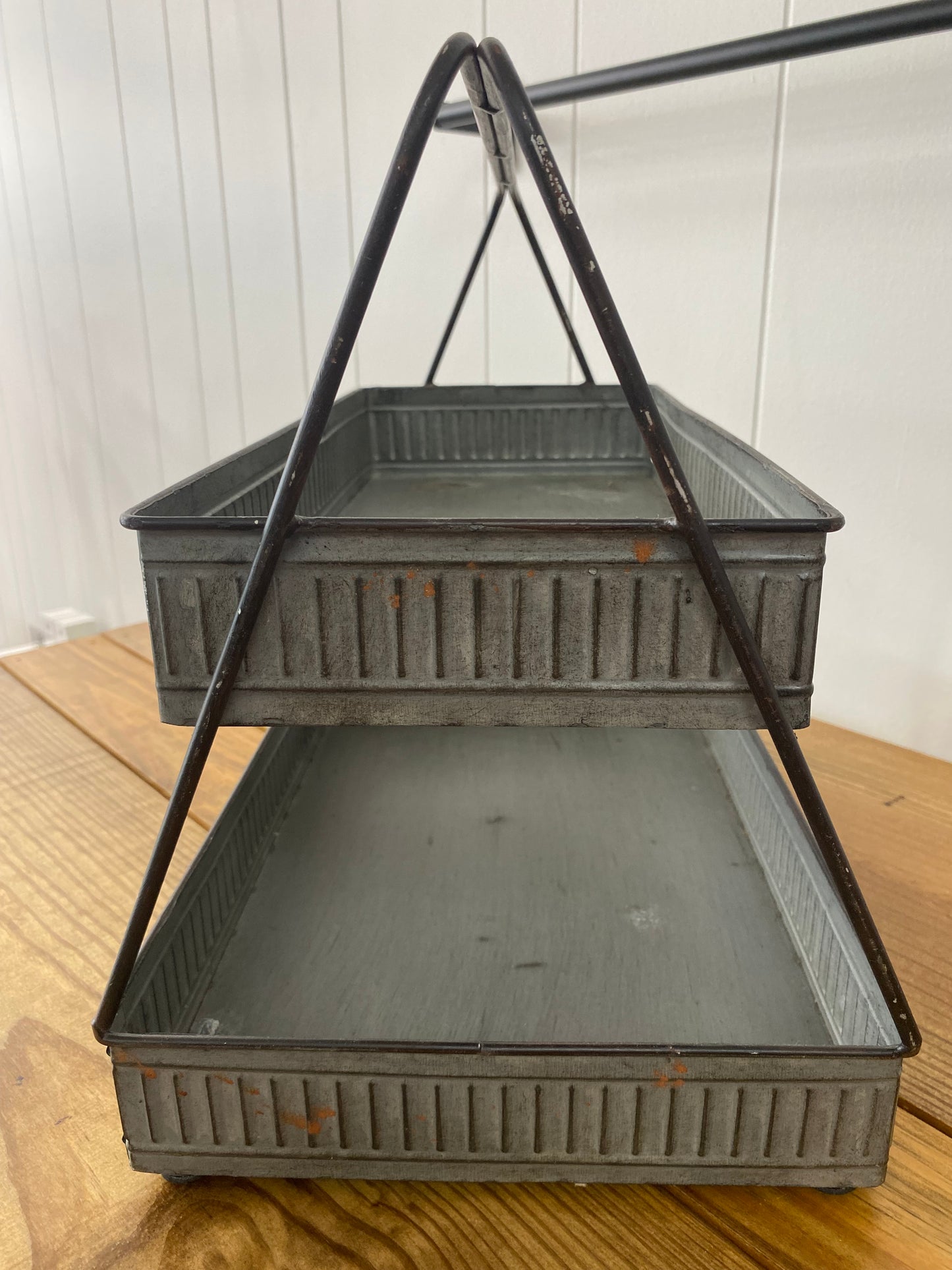 Galvanized Metal Two Tier Tray