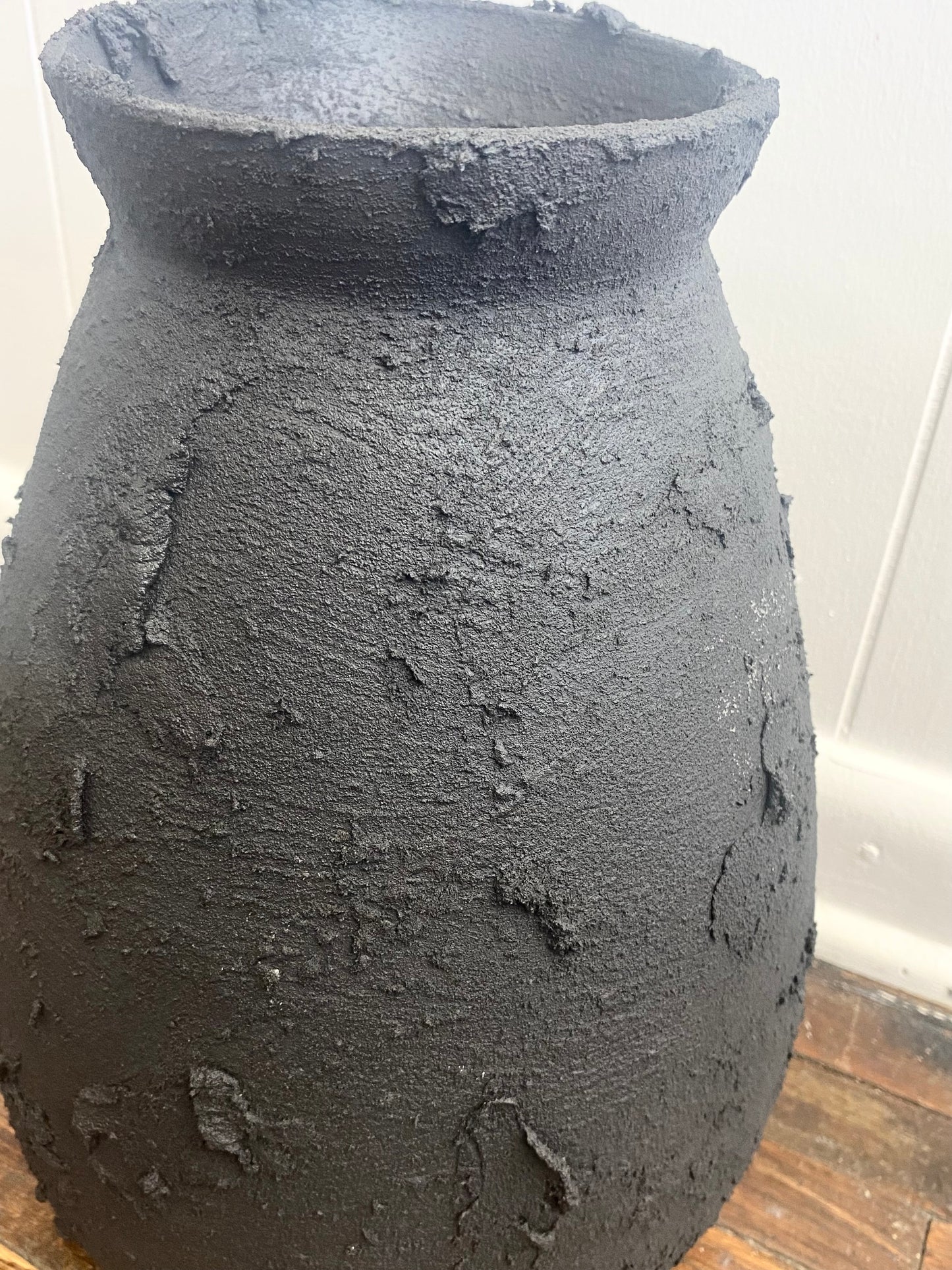 Hand Painted Black Vase