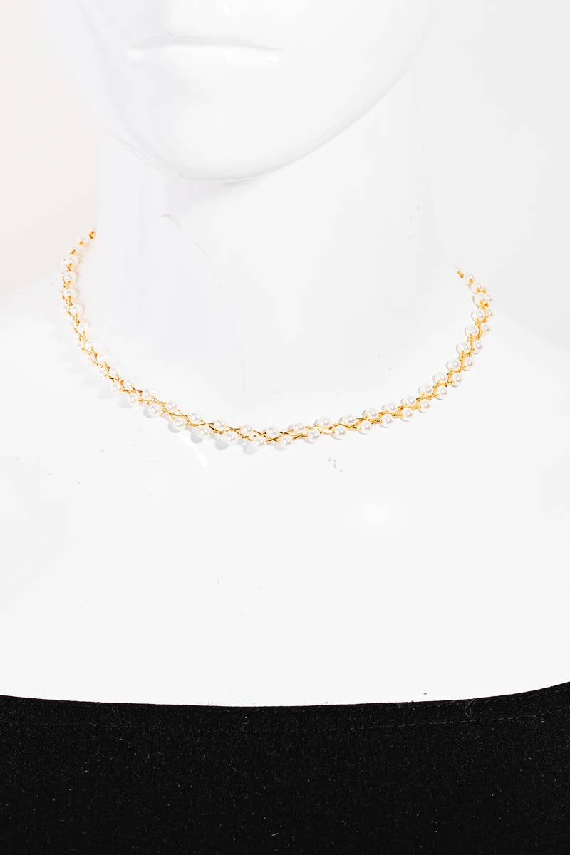 Braided Pearl Chain Necklace