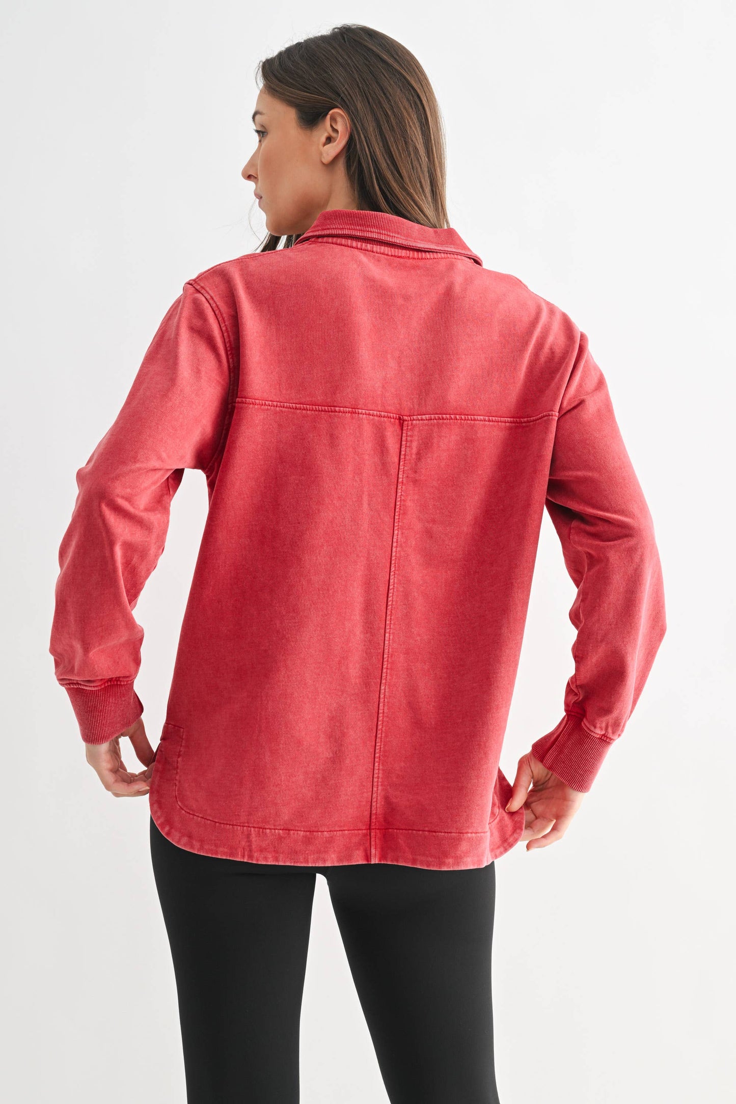 Sierra Half Button Mineral Wash Collared Shirt