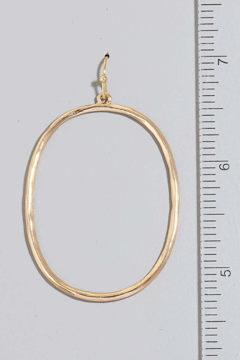 Hammered Metallic Oval Dangle Earrings
