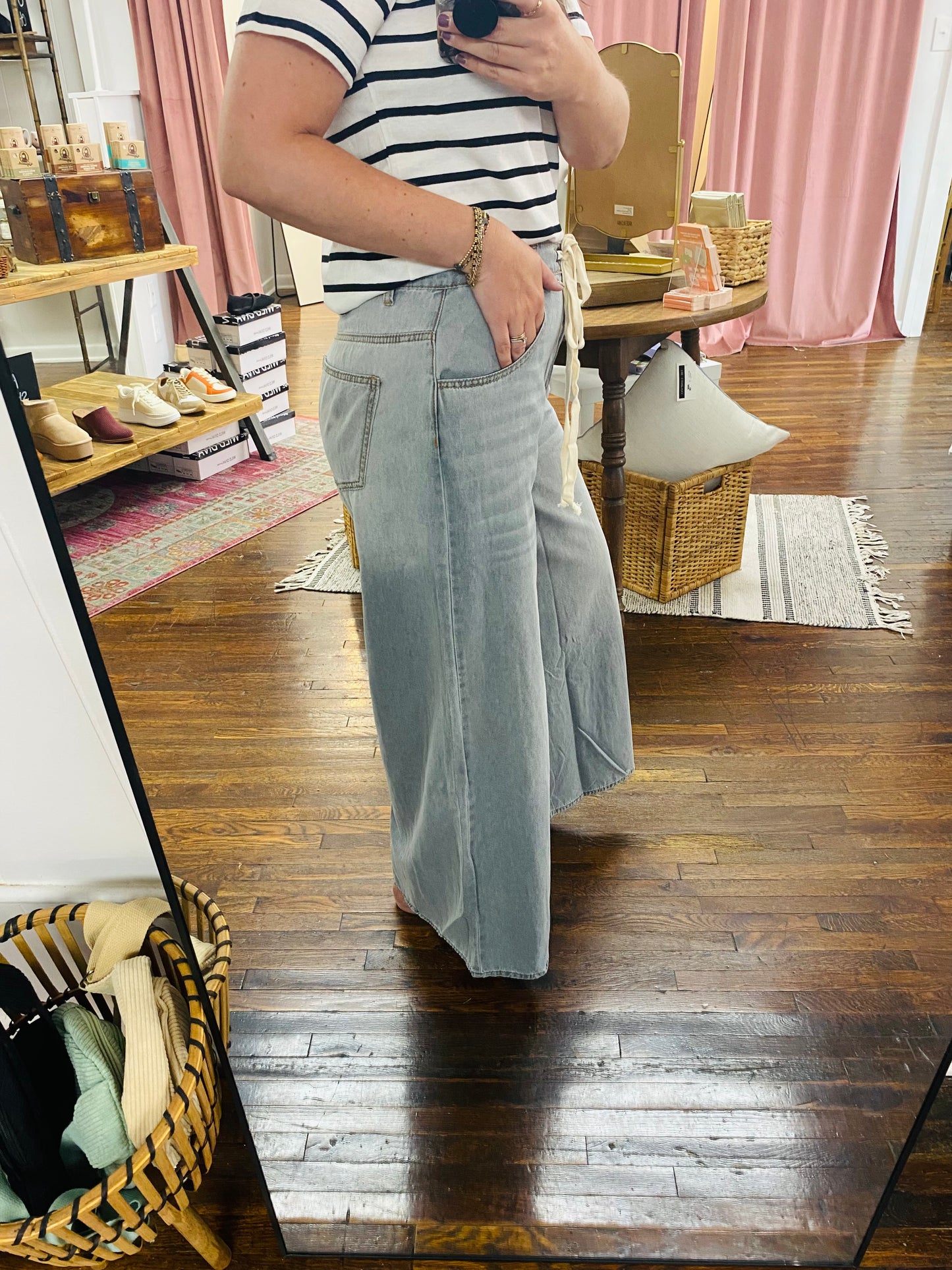 Denim Gray Wide Leg Pants