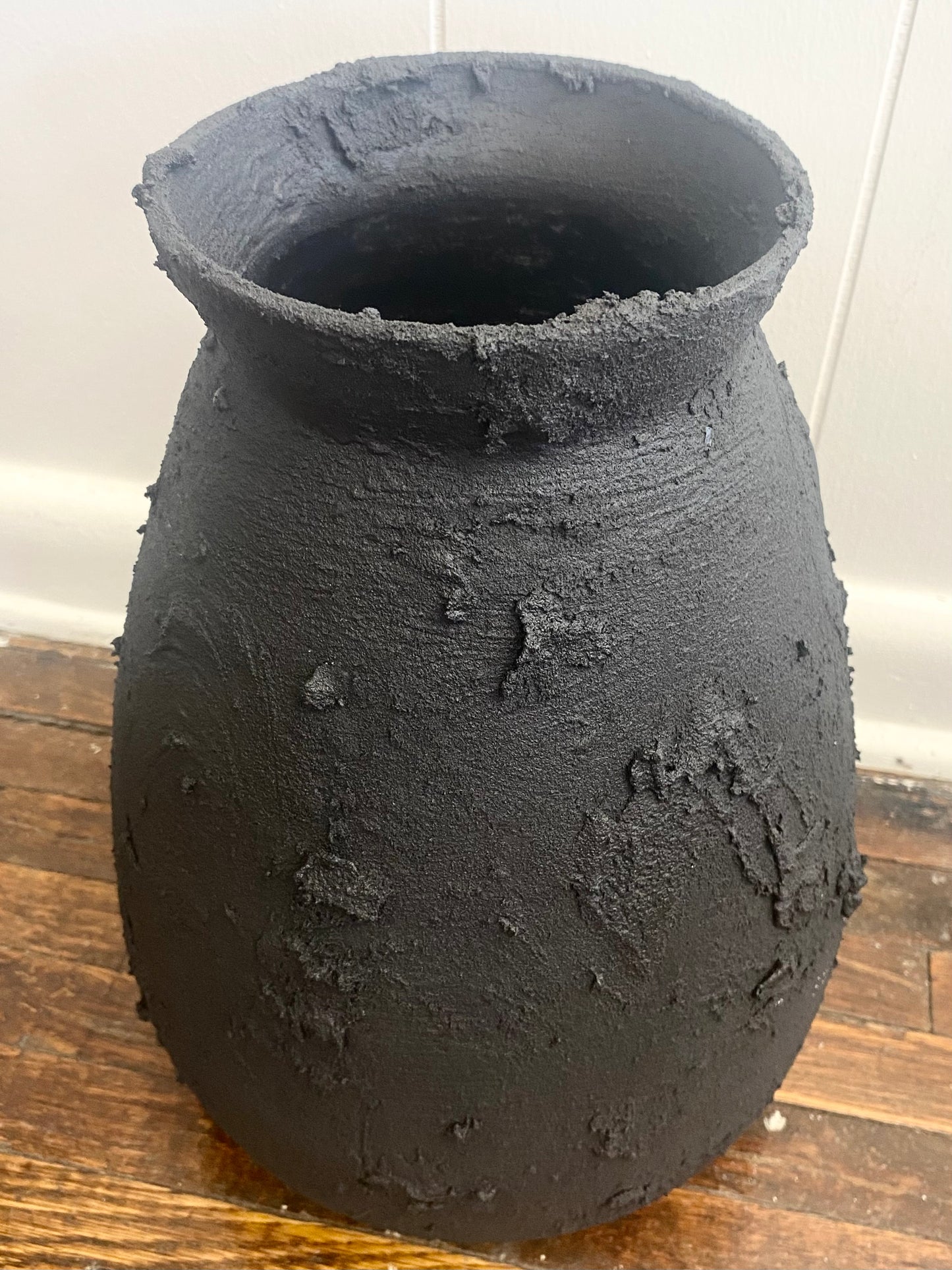 Hand Painted Black Vase