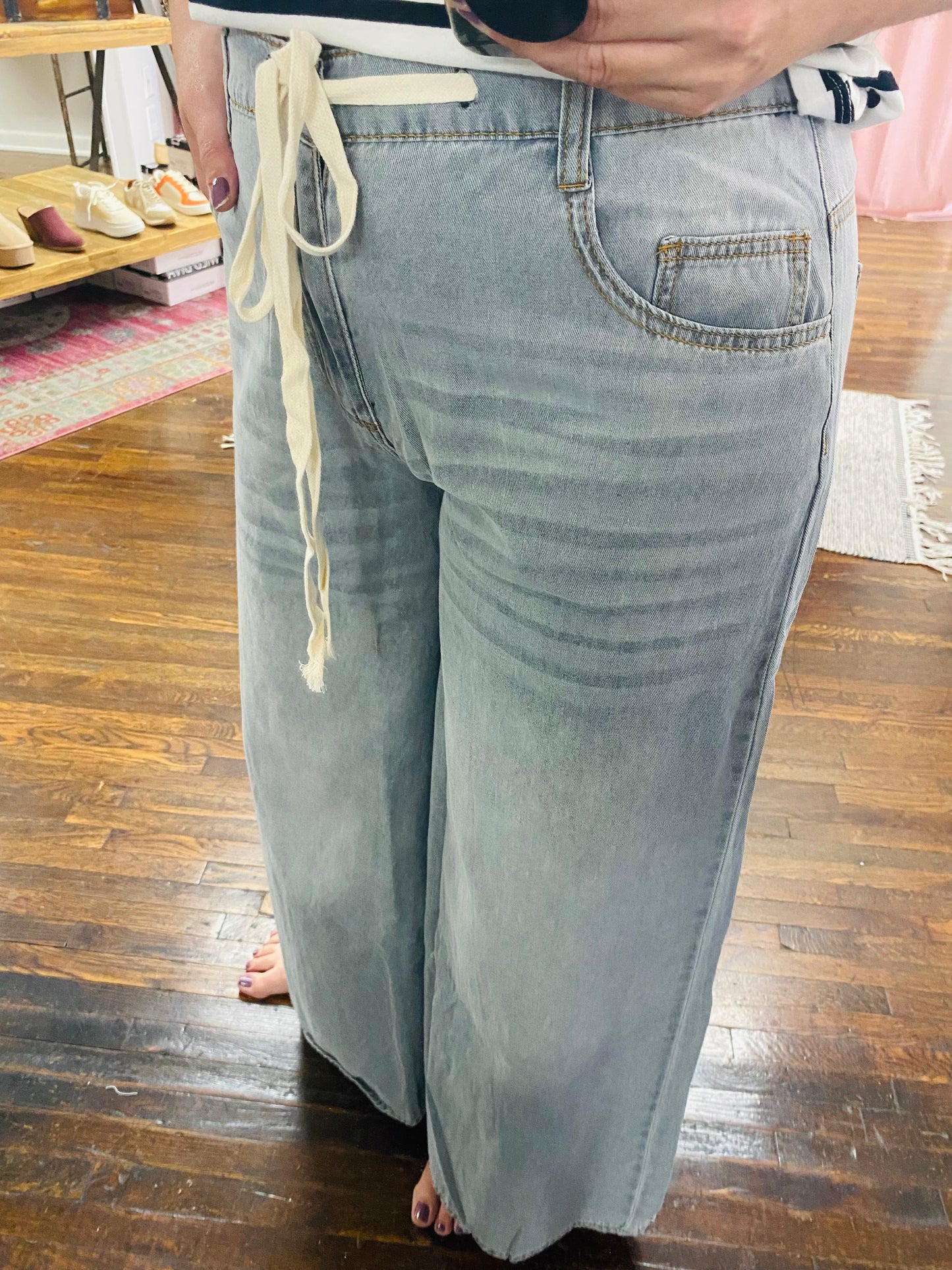 Denim Gray Wide Leg Pants