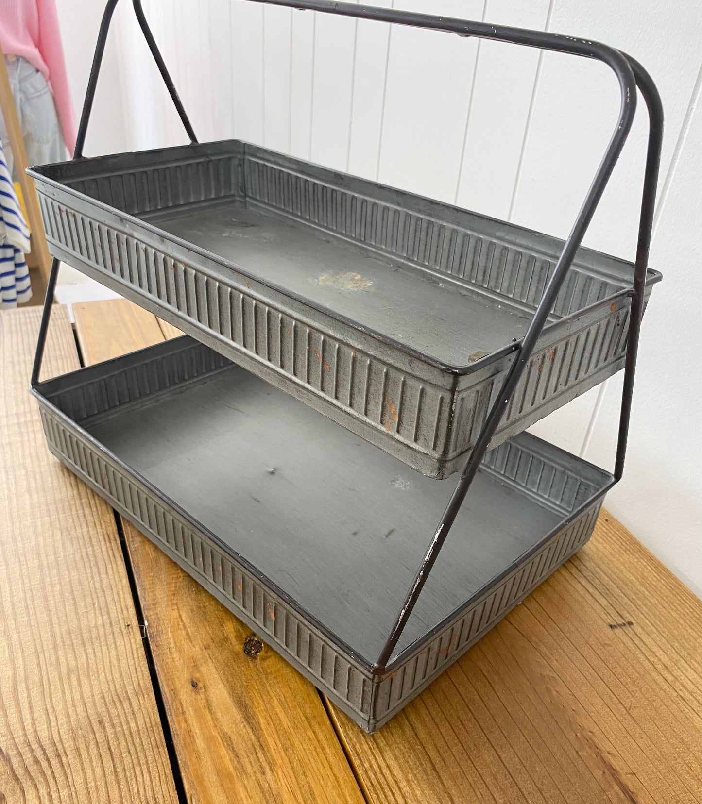Galvanized Metal Two Tier Tray