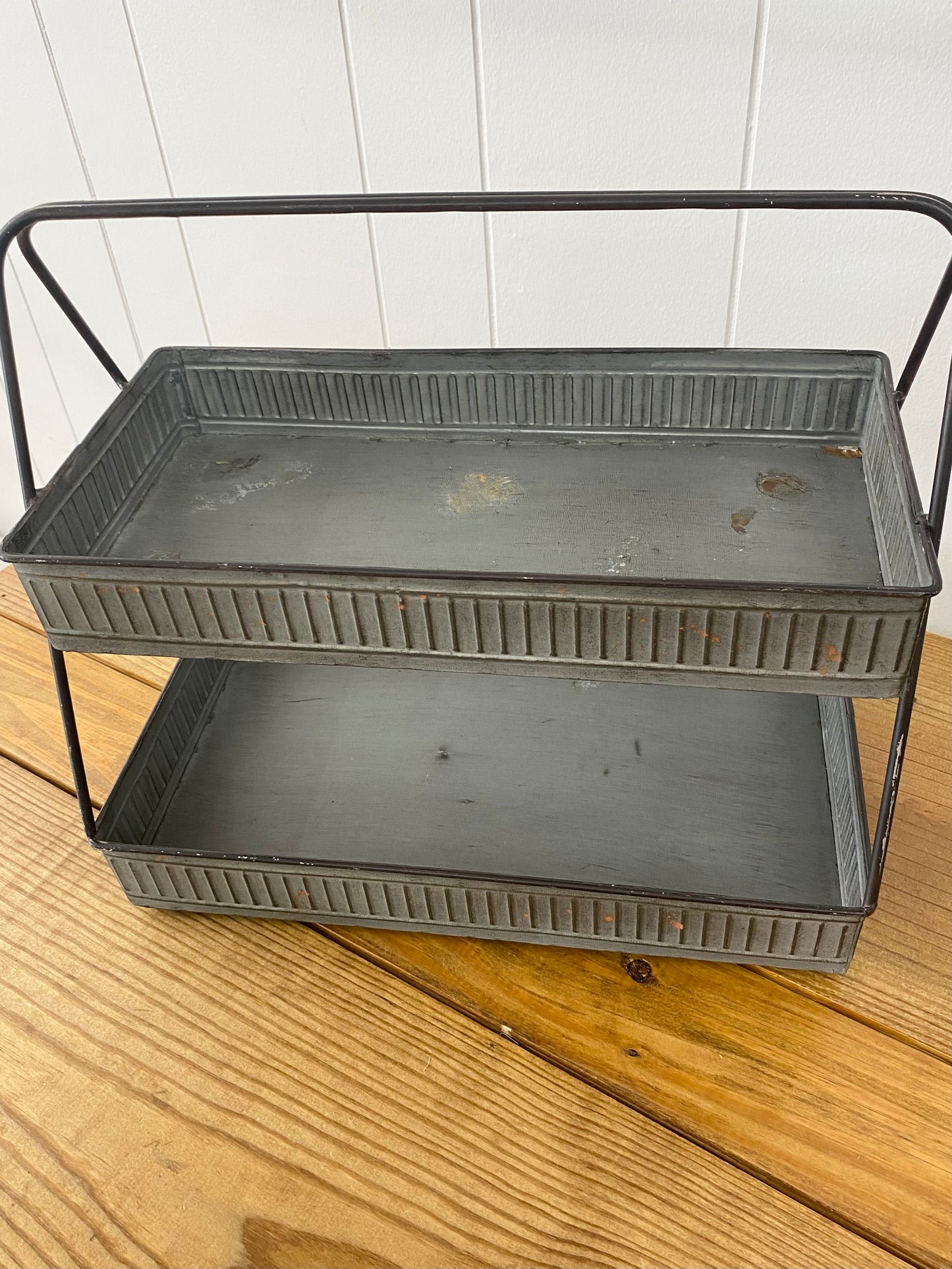 Galvanized Metal Two Tier Tray