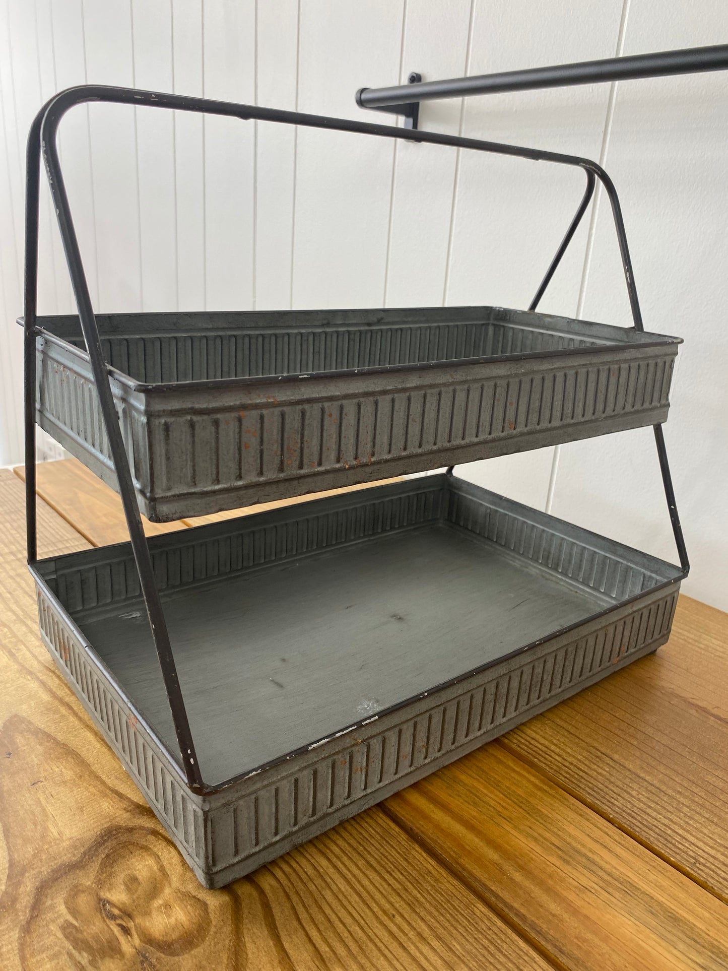Galvanized Metal Two Tier Tray