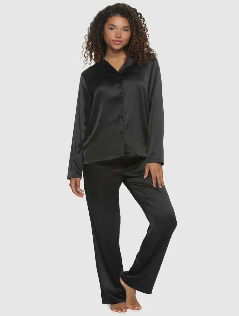 The Black Satin PJ Set
