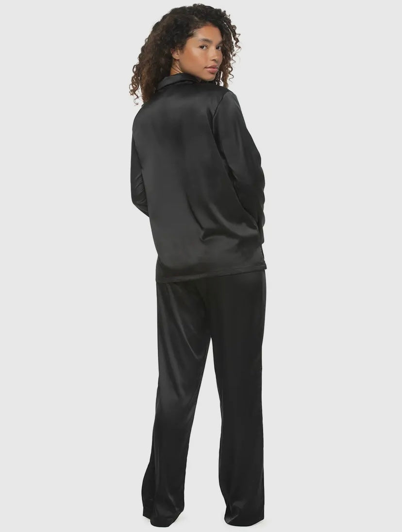 The Black Satin PJ Set