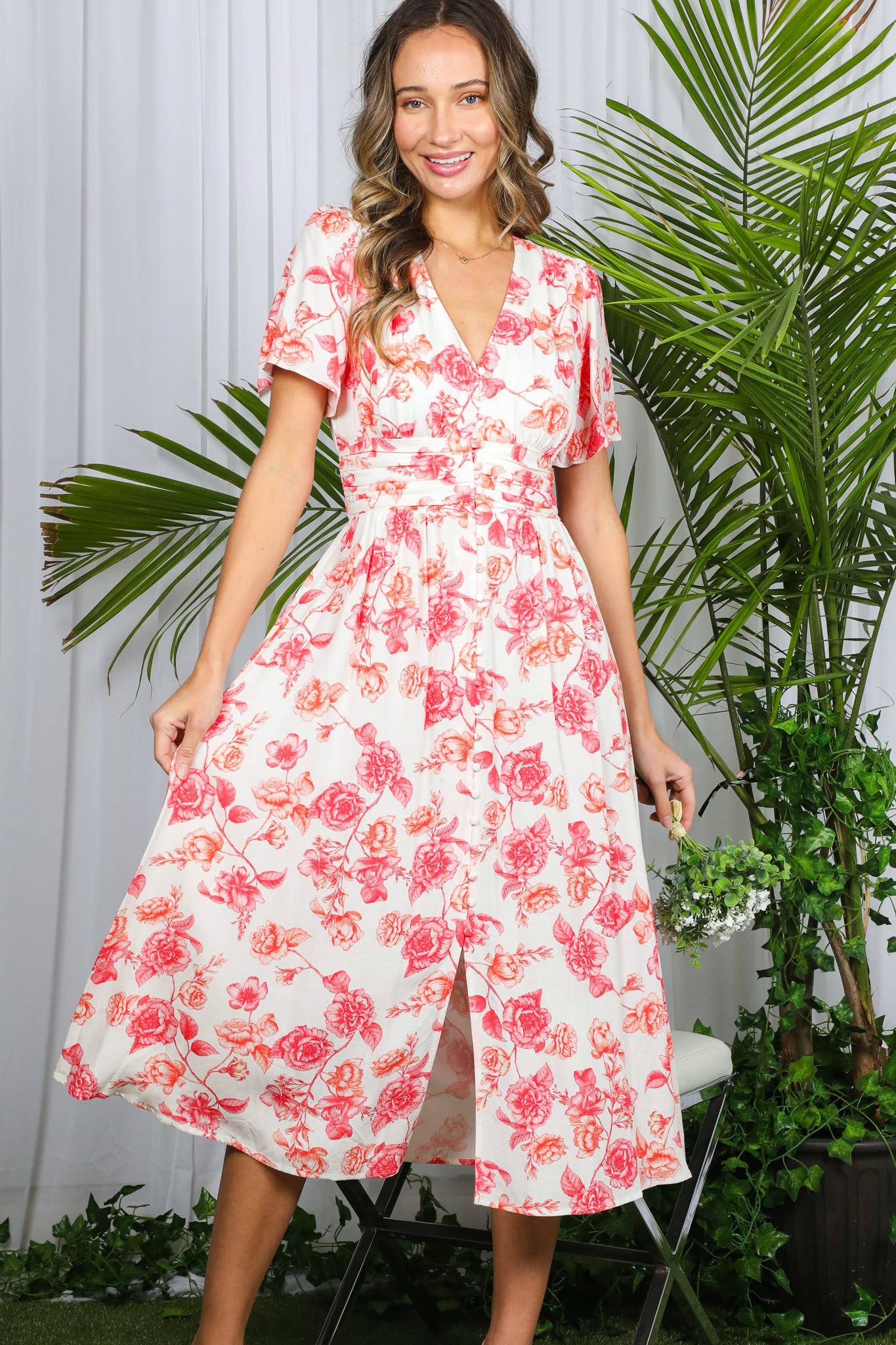 Floral Midi Button Down Dress