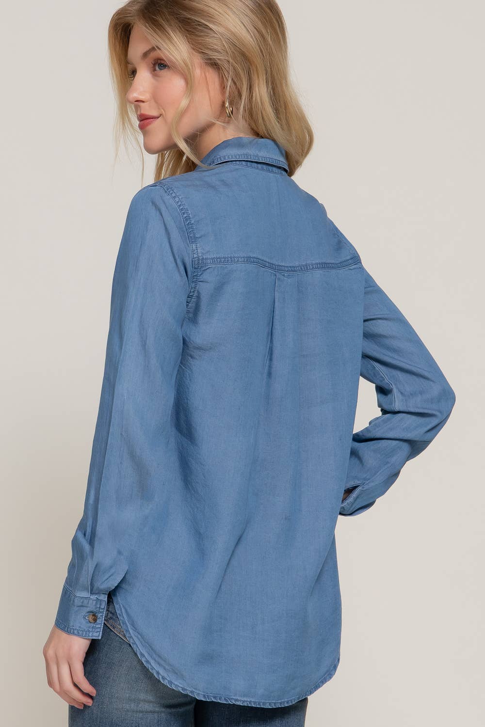 Long Sleeve Tencel Shirt- Denim