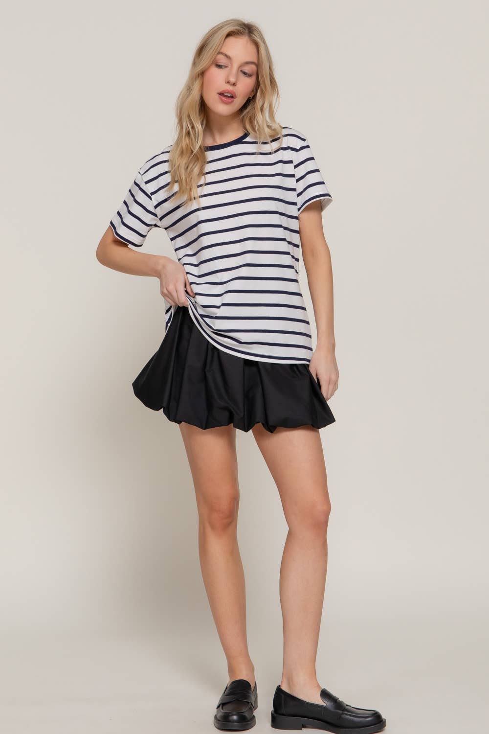 Black and White Short Sleeve Crew Neck Tee