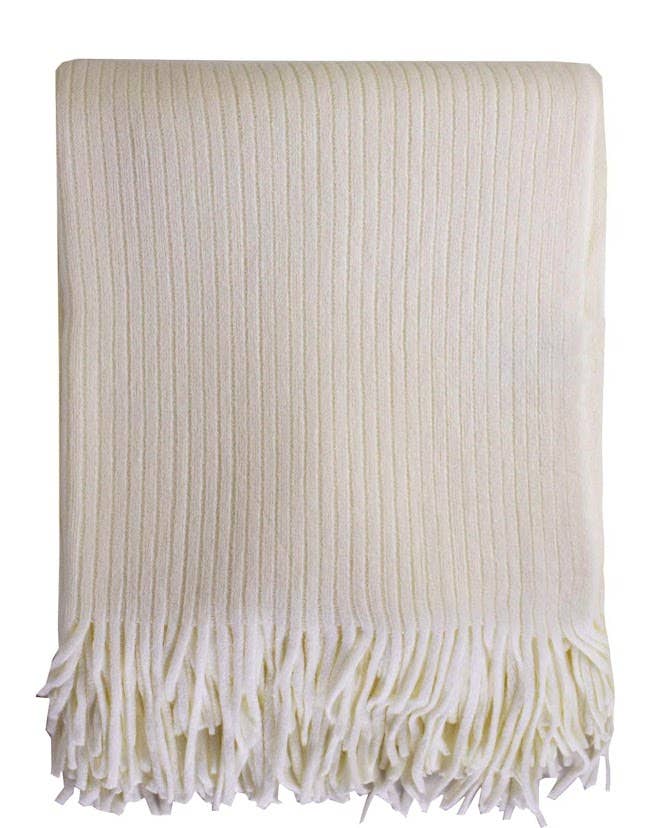 Faux Cashmere Soft Throw Blanket - Ivory