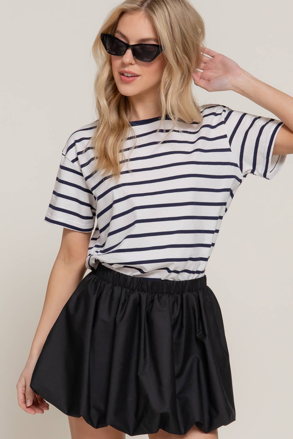 Black and White Short Sleeve Crew Neck Tee