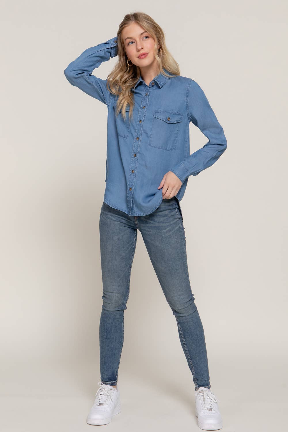 Long Sleeve Tencel Shirt- Denim