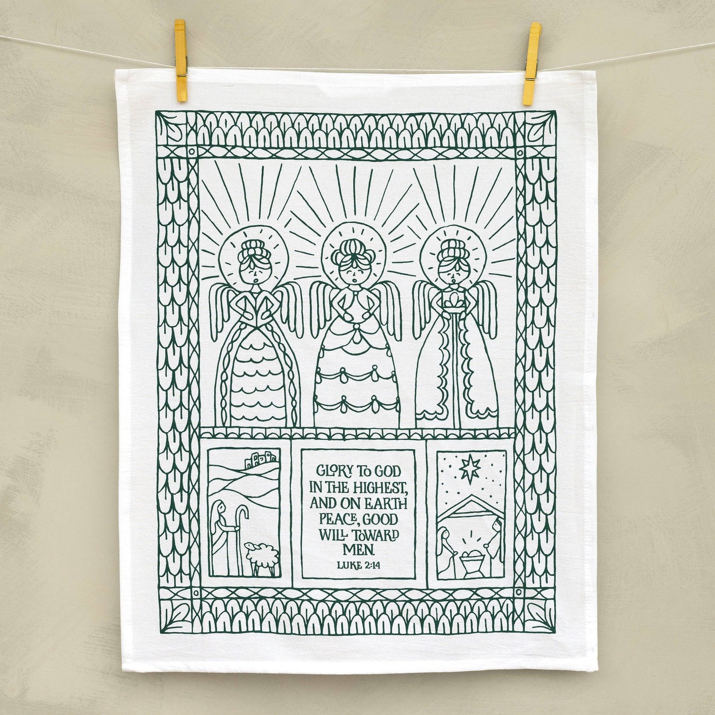 Glory To God Christmas Tea Towel
