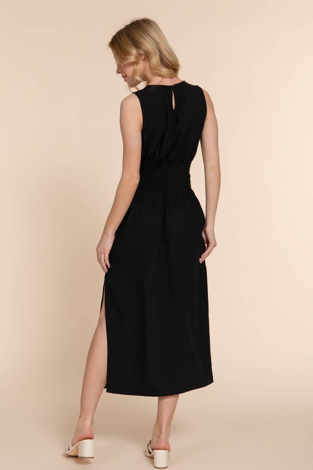 Sleeveless Linen Woven Midi Dress