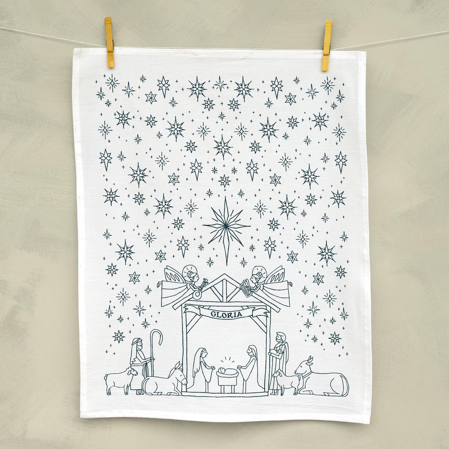 Nativity Christmas Tea Towel