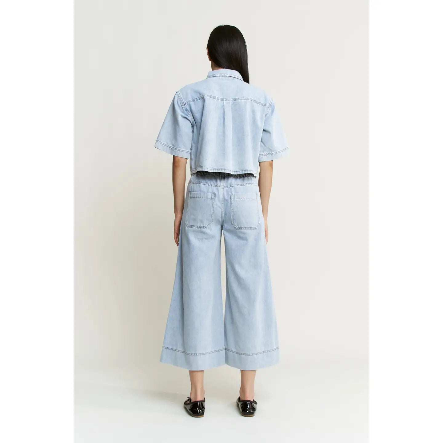 Mica Denim Cropped Wide Leg Pants