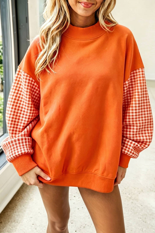 Plaid Mock Neck Sweatshirt