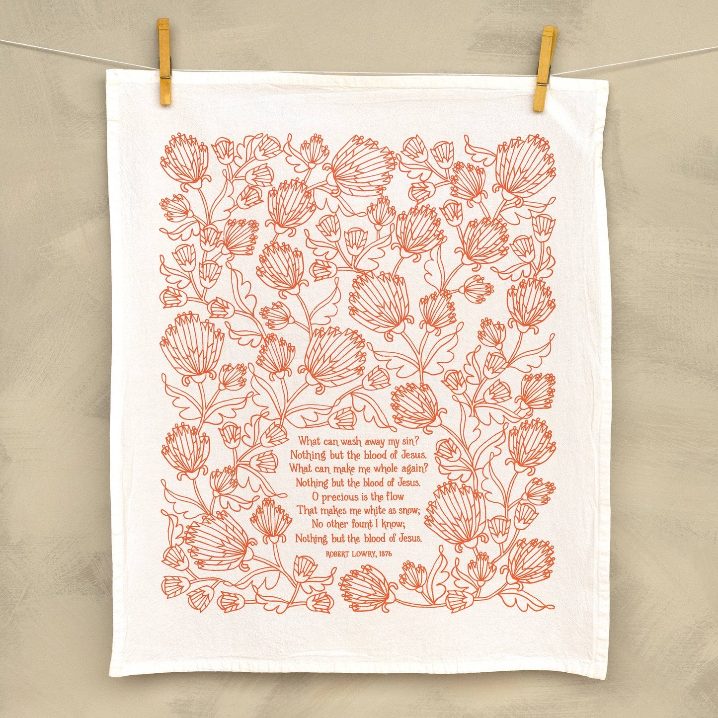 "Nothing But the Blood" Hymn Tea Towel