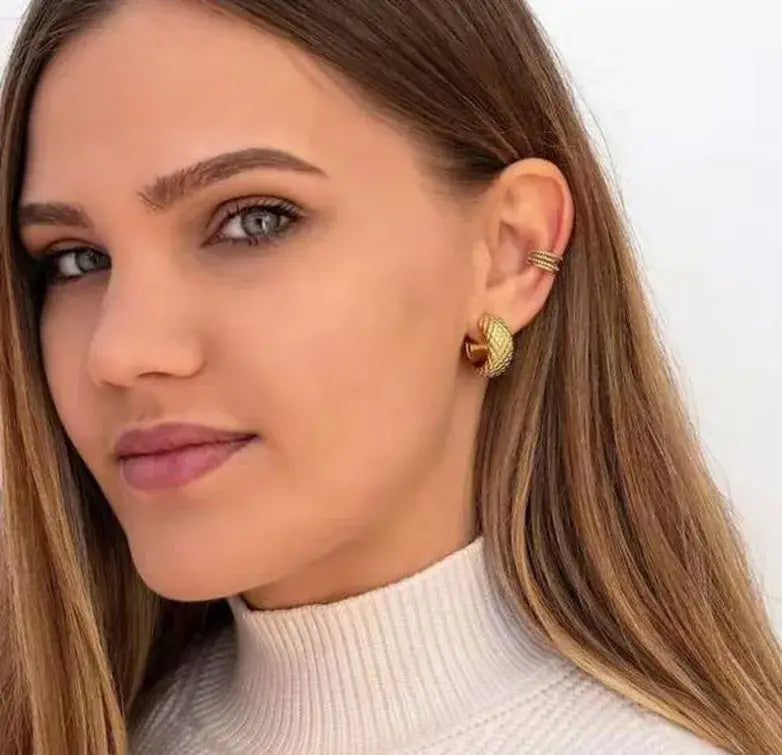 18K Gold Plated Stainless Steel Cuff Wrap Earring