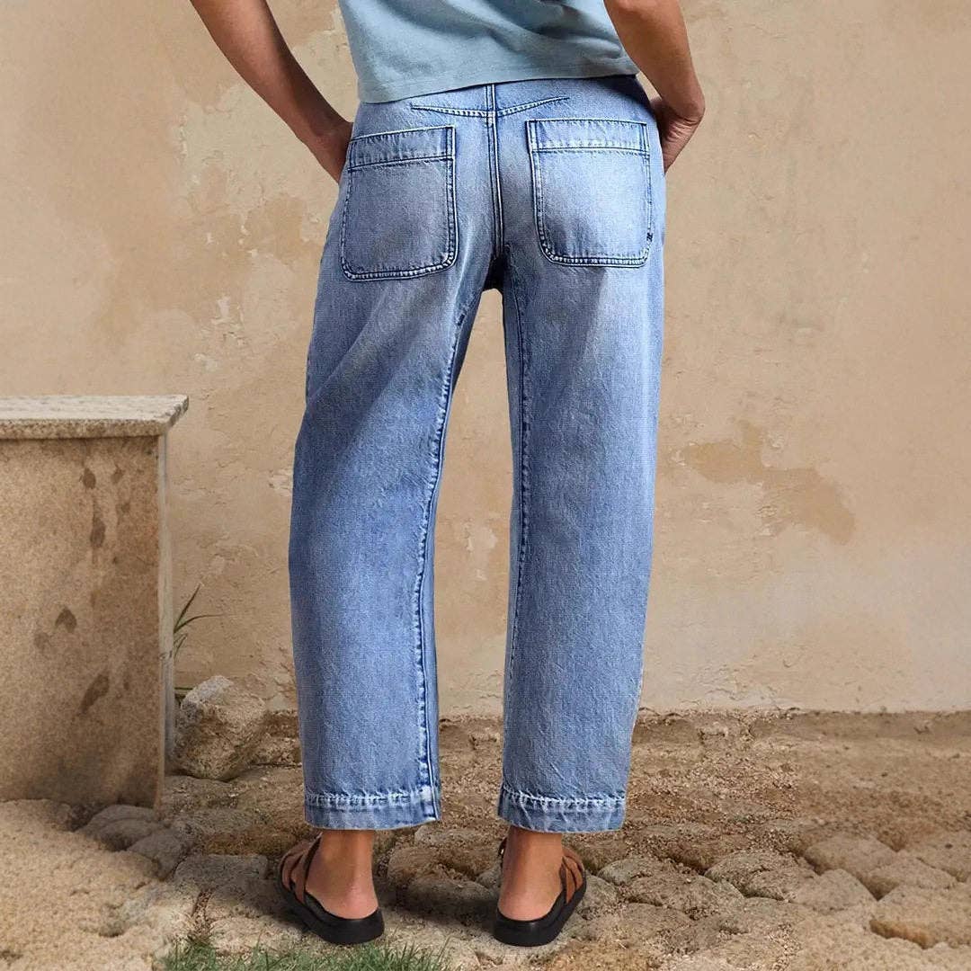 PREORDER - High-Waisted Wide Leg Cropped Jeans – Light Blue