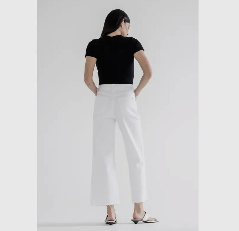 Super High Rise Wide Leg White Denim