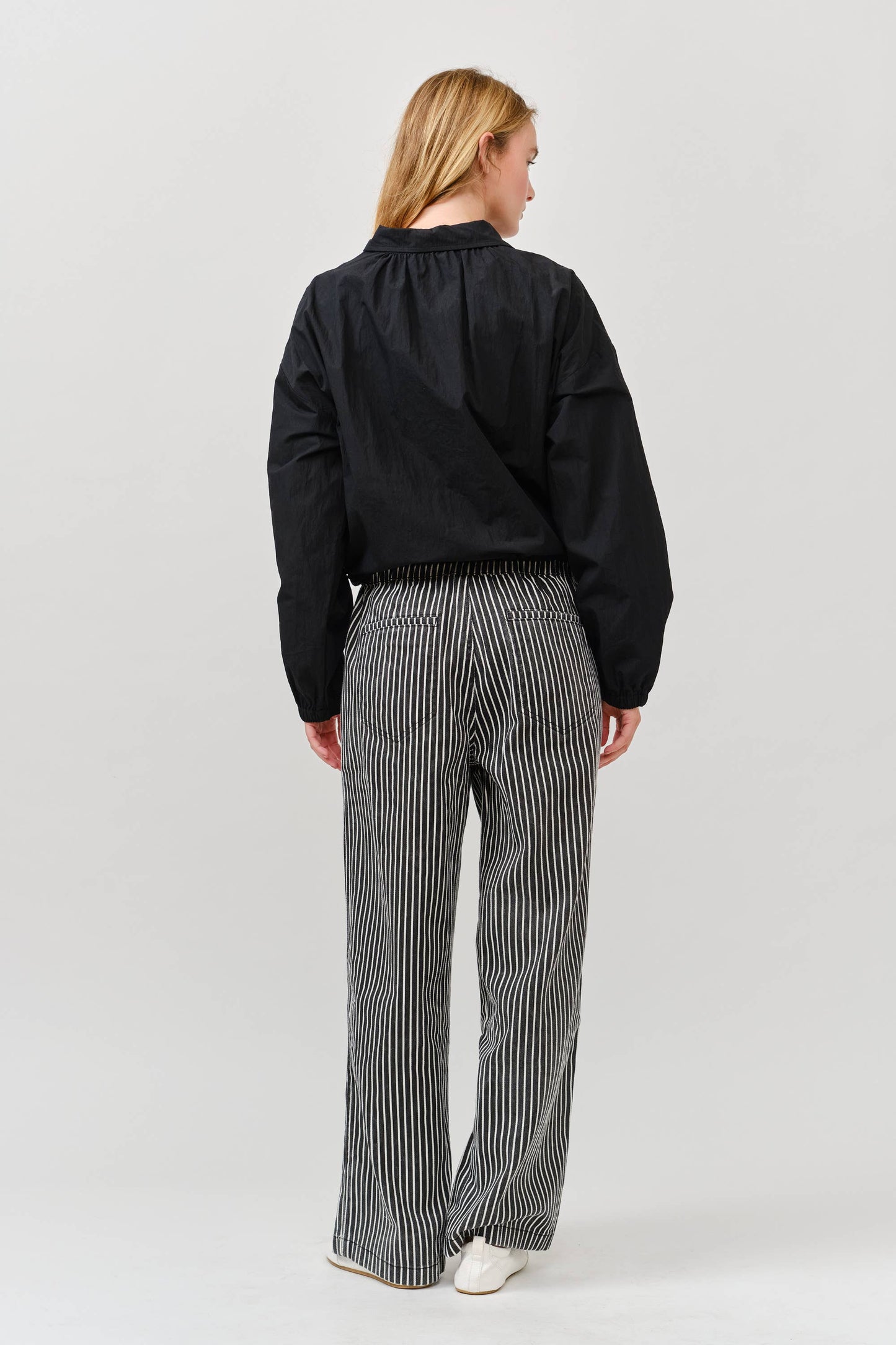 Windbreaker Shirring Ribbon Detail Bomber Jacket