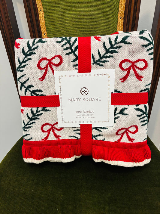 Mary Square Holiday Trellis Knit Blanket