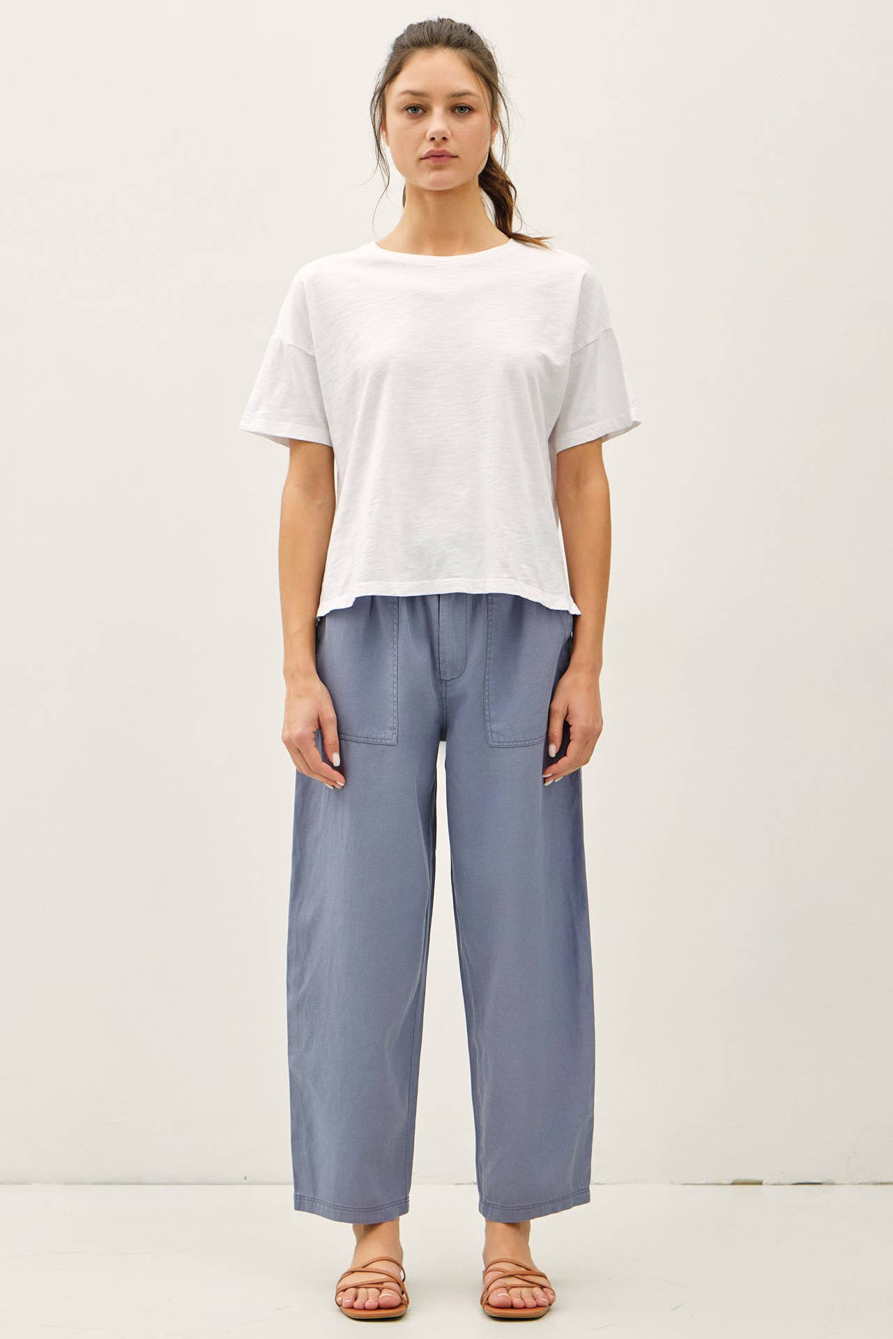 Soft Tencel Wide Leg Pants – Dusty Blue